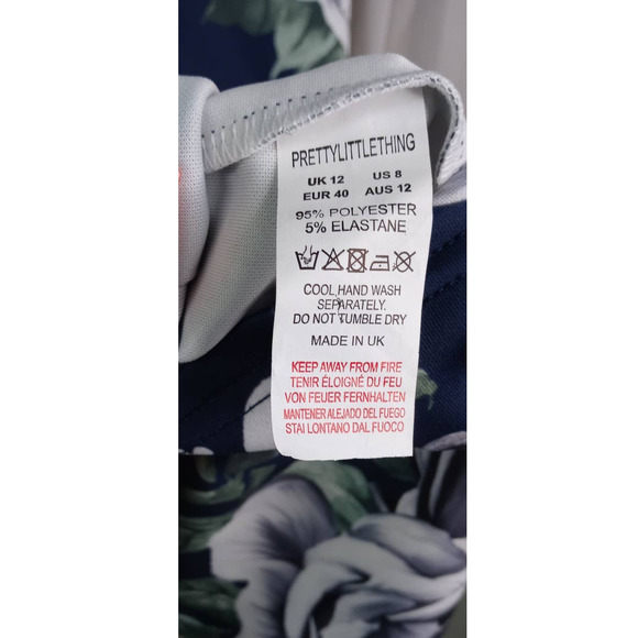 PLT Navy Floral Print Frill Detail Sleeveless Midi Dress Women's Size 12 - Picture 5 of 5